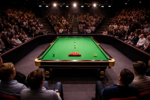 Crucible Theatre in Sheffield von innen mit Snooker-Tisch und Zuschauern