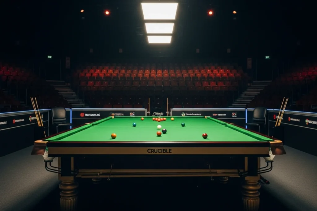 Snooker-Spieler im Crucible Theatre Sheffield bei der Weltmeisterschaft