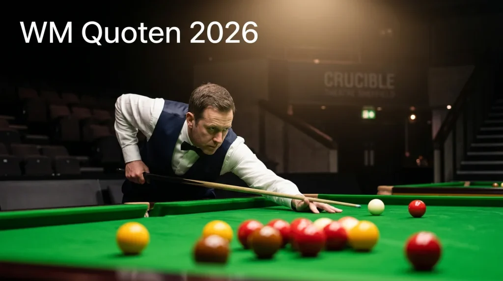 Snooker WM Quoten 2026 – Spieler am Snookertisch im Crucible Theatre